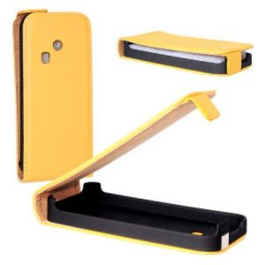 CUSTODIA FLIP VERTICALE SLIM PELLE per NOKIA 220, RM-970 COLORE GIALLO