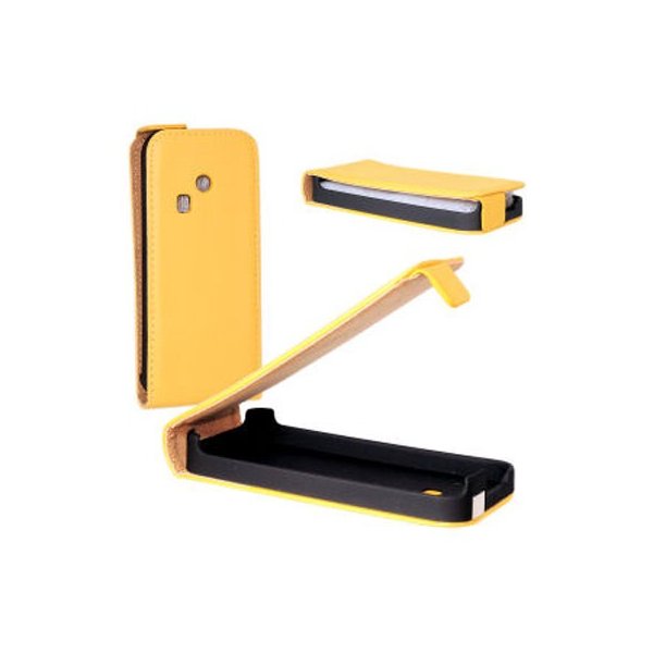 CUSTODIA FLIP VERTICALE SLIM PELLE per NOKIA 220, RM-970 COLORE GIALLO