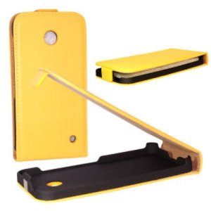 CUSTODIA FLIP VERTICALE SLIM PELLE per NOKIA LUMIA 630 COLORE GIALLO