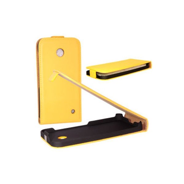 CUSTODIA FLIP VERTICALE SLIM PELLE per NOKIA LUMIA 630 COLORE GIALLO