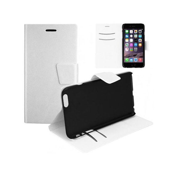 CUSTODIA FLIP ORIZZONTALE PELLE per APPLE IPHONE 6 PLUS, IPHONE 6S PLUS 5.5" POLLICI CON PORTA CARTE E STAND COLORE BIANCO