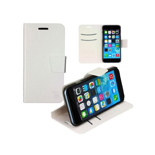 CUSTODIA FLIP ORIZZONTALE PELLE per APPLE IPHONE 6, IPHONE 6S 4.7" POLLICI CON PORTA CARTE E STAND COLORE BIANCO