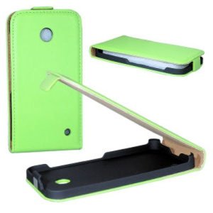 CUSTODIA FLIP VERTICALE SLIM PELLE per NOKIA LUMIA 635 COLORE VERDE