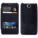 CUSTODIA FLIP COVER ORIZZONTALE per HTC DESIRE 310 CON DOPPIA FINESTRA IDENTIFICATIVO CHIAMANTE BLU (NO RIMOZIONE COVER)