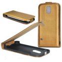 CUSTODIA FLIP VERTICALE SLIM SIMILPELLE per SAMSUNG G900F GALAXY S5, GALAXY S5 NEO G903F, GALAXY S5 PLUS COLORE ORO