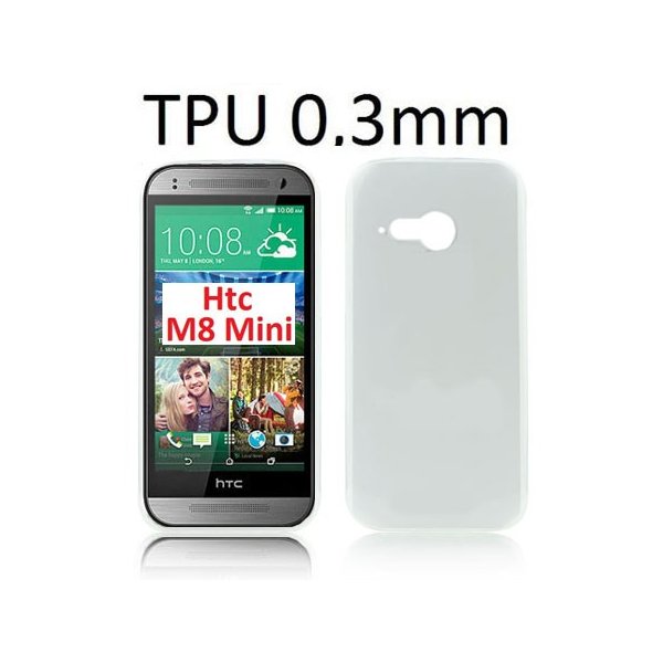 CUSTODIA GEL TPU SILICONE ULTRA SLIM 0,3mm per HTC ONE 2 MINI, M8 MINI COLORE BIANCO TRASPARENTE