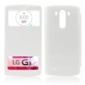 CUSTODIA FLIP ORIZZONTALE ULTRA SLIM per LG G3 D850, D855, LS990 CON DOPPIA FINESTRA IDENTIFICATIVO CHIAMANTE COLORE BIANCO