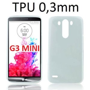 CUSTODIA GEL TPU SILICONE ULTRA SLIM 0,3mm per LG G3s D722, G3s DUAL D728 COLORE BIANCO TRASPARENTE