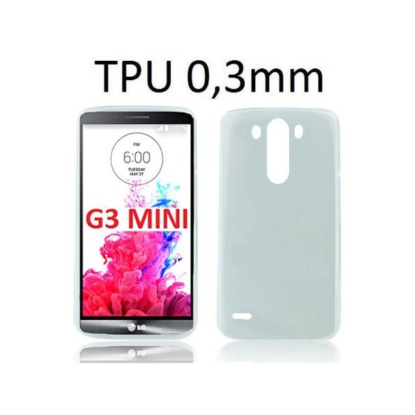 CUSTODIA GEL TPU SILICONE ULTRA SLIM 0,3mm per LG G3s D722, G3s DUAL D728 COLORE BIANCO TRASPARENTE