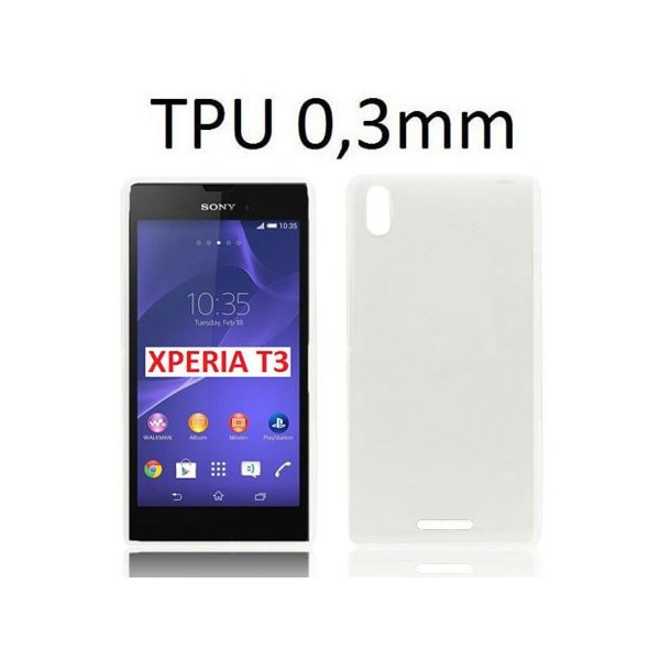 CUSTODIA GEL TPU SILICONE per SONY XPERIA T3 D5102, D5103, D5106  COLORE BIANCO TRASPARENTE