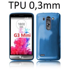 CUSTODIA GEL TPU SILICONE ULTRA SLIM 0,3mm per LG G3s D722, G3s DUAL D728 COLORE BLU TRASPARENTE