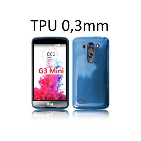 CUSTODIA GEL TPU SILICONE ULTRA SLIM 0,3mm per LG G3s D722, G3s DUAL D728 COLORE BLU TRASPARENTE