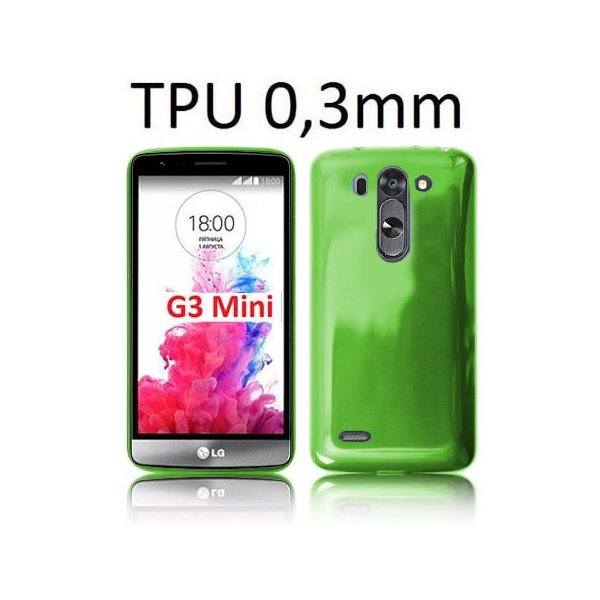 CUSTODIA GEL TPU SILICONE ULTRA SLIM 0,3mm per LG G3s D722, G3s DUAL D728 COLORE VERDE TRASPARENTE