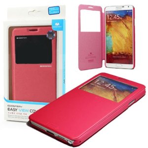 CUSTODIA BOOK CON FINESTRA IDENTIFICATIVO CHIAMANTE per SAMSUNG GALAXY NOTE 3 COLORE ROSA EASY VIEW BLISTER MERCURY