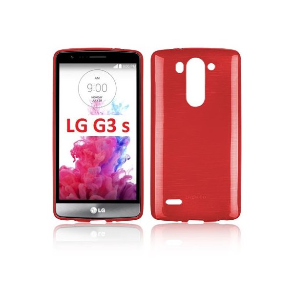 CUSTODIA TPU SILICONE per LG G3s D722, G3s DUAL D728 COLORE ROSSO EFFETTO METALLICO