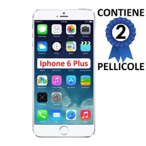 PELLICOLA PROTEGGI DISPLAY per APPLE IPHONE 6 PLUS, IPHONE 6S PLUS 5.5" POLLICI CONFEZIONE 2 PEZZI