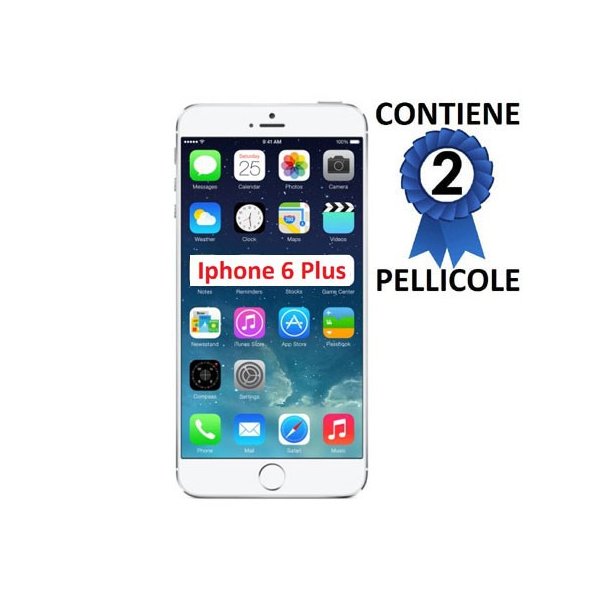 PELLICOLA PROTEGGI DISPLAY per APPLE IPHONE 6 PLUS, IPHONE 6S PLUS 5.5" POLLICI CONFEZIONE 2 PEZZI