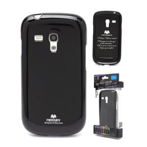 CUSTODIA GEL TPU SILICONE per SAMSUNG I8190 GALAXY S3 MINI NERO LUCIDO CON GLITTER ALTA QUALITA' MERCURY BLISTER