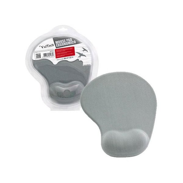 TAPPETINO PER MOUSE CON POGGIAPOLSO IN GEL E FONDO ANTISCIVOLO COLORE GRIGIO MP-02G VULTECH BLISTER