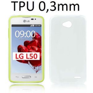 CUSTODIA GEL TPU SILICONE ULTRA SLIM 0,3mm per per LG L50 D213N COLORE BIANCO TRASPARENTE