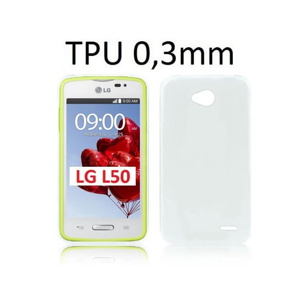 CUSTODIA GEL TPU SILICONE ULTRA SLIM 0,3mm per per LG L50 D213N COLORE BIANCO TRASPARENTE