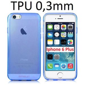 CUSTODIA GEL TPU SILICONE ULTRA SLIM 0,3mm per APPLE IPHONE 6 PLUS, IPHONE 6S PLUS 5.5" POLLICI COLORE AZZURRO TRASPARENTE