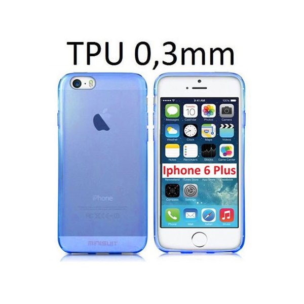 CUSTODIA GEL TPU SILICONE ULTRA SLIM 0,3mm per APPLE IPHONE 6 PLUS, IPHONE 6S PLUS 5.5" POLLICI COLORE AZZURRO TRASPARENTE