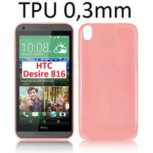 CUSTODIA GEL TPU SILICONE ULTRA SLIM 0,3mm per HTC DESIRE 816, DESIRE 816G DUAL SIM COLORE ROSSO TRASPARENTE