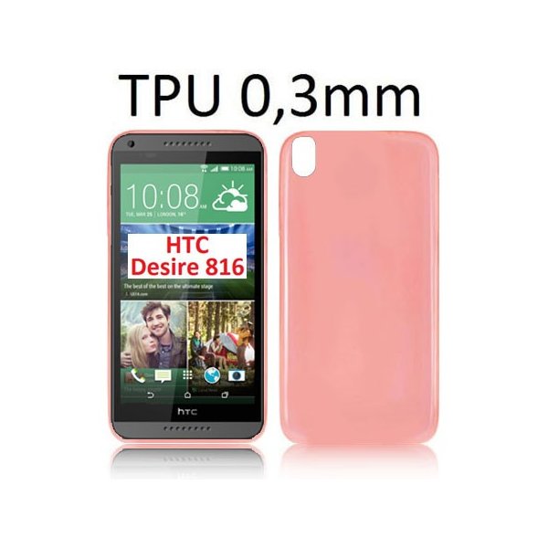 CUSTODIA GEL TPU SILICONE ULTRA SLIM 0,3mm per HTC DESIRE 816, DESIRE 816G DUAL SIM COLORE ROSSO TRASPARENTE