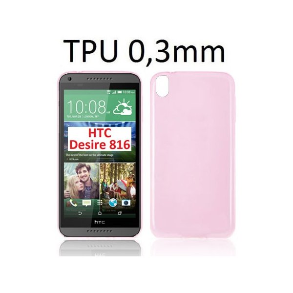 CUSTODIA GEL TPU SILICONE ULTRA SLIM 0,3mm per HTC DESIRE 816, DESIRE 816G DUAL SIM COLORE ROSA TRASPARENTE