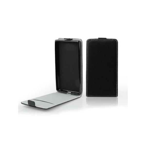 CUSTODIA VERTICALE SLIM FLIP PELLE per LG L20 D100, L20 DUAL D105 CON INTERNO IN TPU SILICONE COLORE NERO