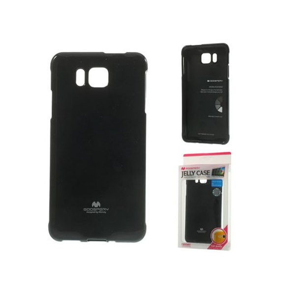 CUSTODIA GEL TPU SILICONE per SAMSUNG G850 GALAXY ALPHA COLORE NERO LUCIDO CON GLITTER ALTA QUALITA' MERCURY BLISTER