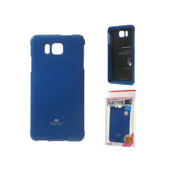 CUSTODIA GEL TPU SILICONE per SAMSUNG G850 GALAXY ALPHA COLORE BLU LUCIDO CON GLITTER ALTA QUALITA' MERCURY BLISTER