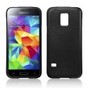 CUSTODIA TPU SILICONE per SAMSUNG G800 GALAXY S5 MINI COLORE NERO EFFETTO METALLICO