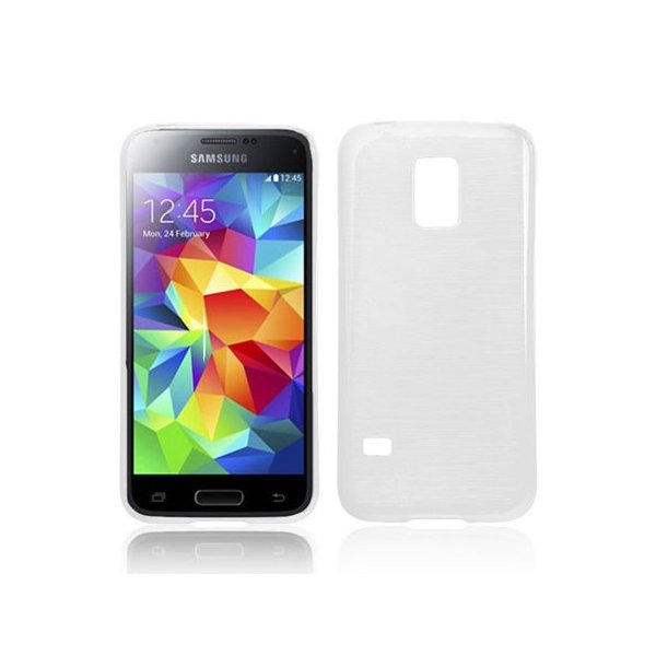 CUSTODIA TPU SILICONE per SAMSUNG G800 GALAXY S5 MINI COLORE BIANCO EFFETTO METALLICO