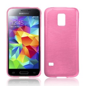 CUSTODIA TPU SILICONE per SAMSUNG G800 GALAXY S5 MINI COLORE ROSA EFFETTO METALLICO