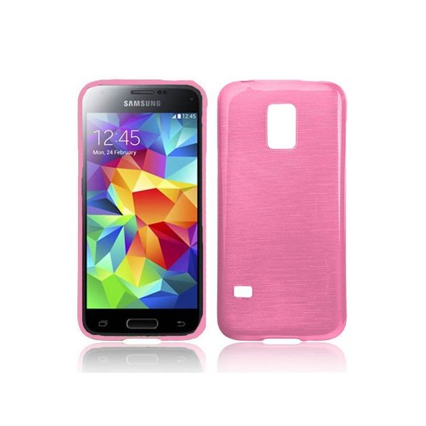 CUSTODIA TPU SILICONE per SAMSUNG G800 GALAXY S5 MINI COLORE ROSA EFFETTO METALLICO