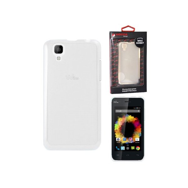 CUSTODIA GEL TPU SILICONE per WIKO SUNSET COLORE BIANCO-TRASPARENTE ALTA QUALITA' MOCCA BLISTER