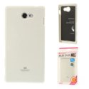 CUSTODIA GEL TPU SILICONE per SONY XPERIA M2 BIANCO LUCIDO CON GLITTER ALTA QUALITA' MERCURY BLISTER