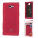 CUSTODIA GEL TPU SILICONE per SONY XPERIA M2 FUCSIA LUCIDO CON GLITTER ALTA QUALITA' MERCURY BLISTER