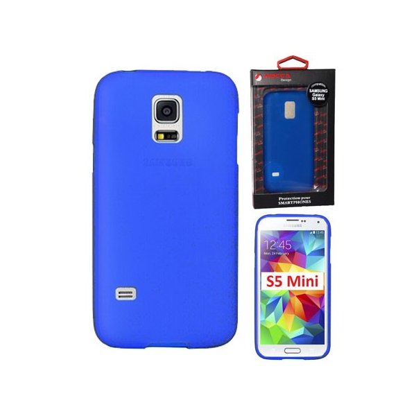 CUSTODIA GEL TPU SILICONE per SAMSUNG G800 GALAXY S5 MINI COLORE BLU ALTA QUALITA' MOCCA BLISTER