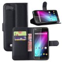 CUSTODIA FLIP ORIZZONTALE PELLE per WIKO LENNY CON TASCHE PORTA CARTE E STAND COLORE NERO