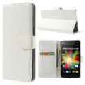 CUSTODIA FLIP ORIZZONTALE PELLE per WIKO BLOOM CON TASCHE PORTA CARTE E STAND COLORE BIANCO