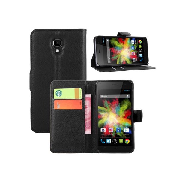 CUSTODIA FLIP ORIZZONTALE PELLE per WIKO BLOOM CON STAND, TASCHE PORTA CARTE E CHIUSURA MAGNETICA COLORE NERO