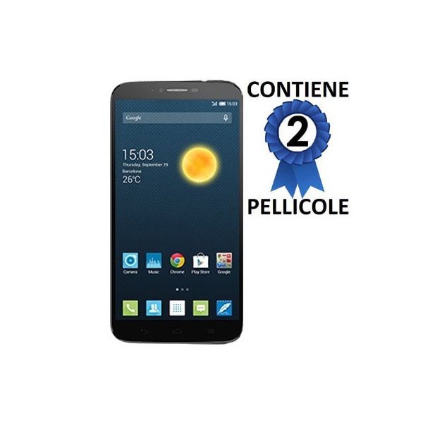 PELLICOLA PROTEGGI DISPLAY per ALCATEL ONE TOUCH HERO 2 CONFEZIONE 2 PEZZI