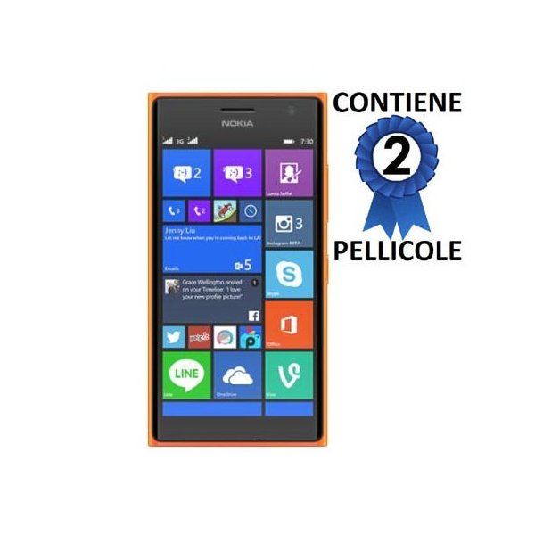 PELLICOLA PROTEGGI DISPLAY per NOKIA LUMIA 730 DUAL SIM, LUMIA 735 CONFEZIONE 2 PEZZI