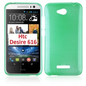 CUSTODIA GEL TPU SILICONE per HTC DESIRE 616 COLORE VERDE EFFETTO METALLICO