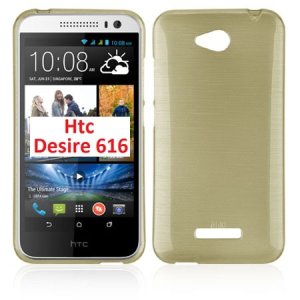 CUSTODIA GEL TPU SILICONE per HTC DESIRE 616 COLORE ORO EFFETTO METALLICO