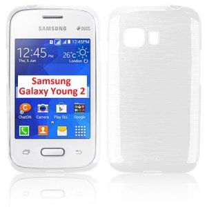 CUSTODIA GEL TPU SILICONE per SAMSUNG G130 GALAXY YOUNG 2 COLORE BIANCO EFFETTO METALLICO