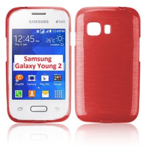 CUSTODIA GEL TPU SILICONE per SAMSUNG G130 GALAXY YOUNG 2 COLORE ROSSO EFFETTO METALLICO